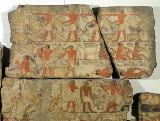 Malerier fra Metjetjis grav, fra Saqqara, Old Kingdom (malet sten)